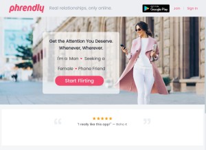 How phrendly.com looks like on a tablet such as an iPad.