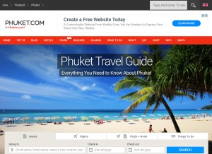How phuket.com looks like on a tablet such as an iPad.