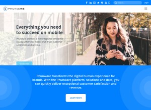 How phunware.com looks like on a tablet such as an iPad.