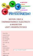 How physics4kids.com looks like on a mobile device such as an iPhone.
