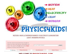 How physics4kids.com looks like on a tablet such as an iPad.