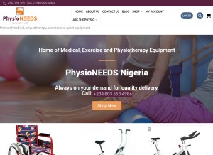 How physioneedsng.com looks like on a tablet such as an iPad.