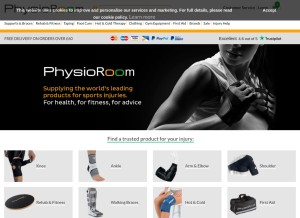 How physioroom.com looks like on a tablet such as an iPad.