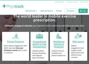 How physitrack.com looks like on a tablet such as an iPad.
