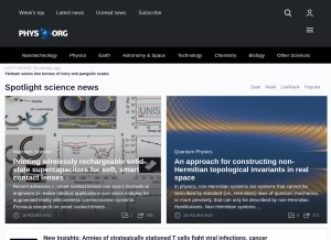 How physorg.com looks like on a tablet such as an iPad.