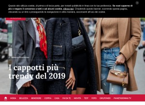 How pianetadonna.it looks like on a tablet such as an iPad.