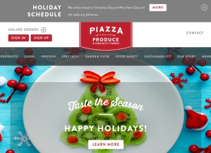 How piazzaproduce.com looks like on a tablet such as an iPad.