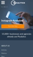 How picalytics.com looks like on a mobile device such as an iPhone.