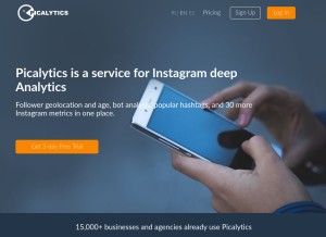 How picalytics.com looks like on a tablet such as an iPad.