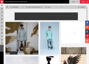 How piccsy.com looks like on a tablet such as an iPad.