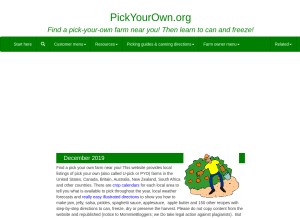 How pickyourown.org looks like on a tablet such as an iPad.
