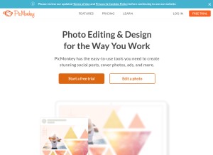 How picmonkey.com looks like on a tablet such as an iPad.