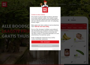 How picnic.nl looks like on a tablet such as an iPad.
