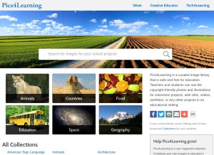 How pics4learning.com looks like on a tablet such as an iPad.