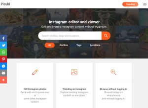 How picuki.com looks like on a tablet such as an iPad.