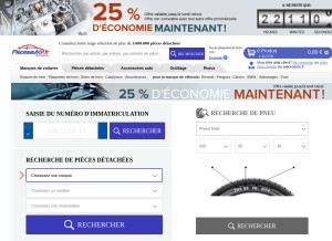 How piecesauto.fr looks like on a tablet such as an iPad.