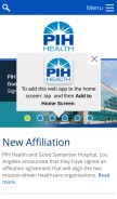 How pihhealth.org looks like on a mobile device such as an iPhone.