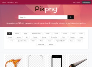 How pikpng.com looks like on a tablet such as an iPad.