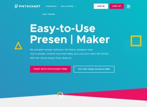 How piktochart.com looks like on a tablet such as an iPad.
