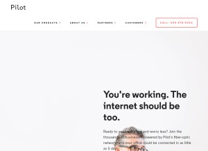 How pilotfiber.com looks like on a tablet such as an iPad.