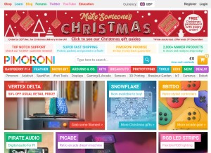 How pimoroni.com looks like on a tablet such as an iPad.