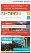 How pimoroni.de looks like on a mobile device such as an iPhone.