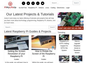 How pimylifeup.com looks like on a tablet such as an iPad.