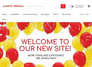 How pinatadistrict.com looks like on a tablet such as an iPad.