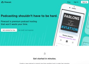 How pinecast.com looks like on a tablet such as an iPad.