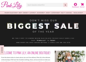 How pinklily.com looks like on a tablet such as an iPad.