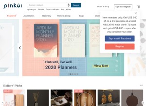 How pinkoi.com looks like on a tablet such as an iPad.