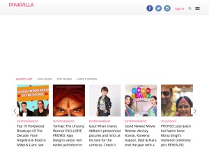How pinkvilla.com looks like on a tablet such as an iPad.