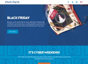 How pinotspalette.com looks like on a tablet such as an iPad.