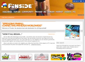 How pinside.com looks like on a tablet such as an iPad.