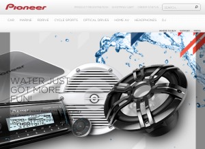 How pioneerelectronics.com looks like on a tablet such as an iPad.