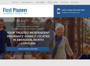 How pioneerinsurance.com looks like on a tablet such as an iPad.