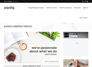 How pipdig.co looks like on a tablet such as an iPad.