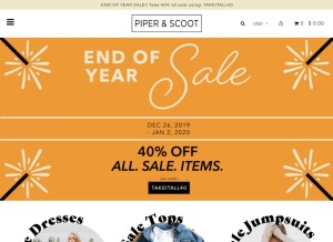 How piperandscoot.com looks like on a tablet such as an iPad.