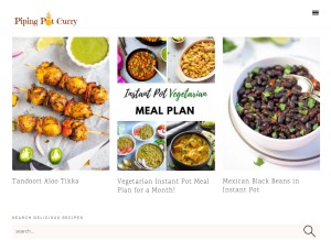 How pipingpotcurry.com looks like on a tablet such as an iPad.