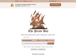 How pirateproxy.space looks like on a tablet such as an iPad.