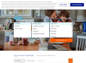 How pisos.com looks like on a tablet such as an iPad.
