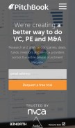 How pitchbook.com looks like on a mobile device such as an iPhone.