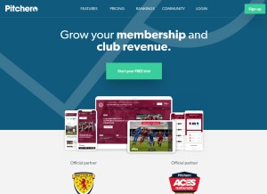 How pitchero.com looks like on a tablet such as an iPad.