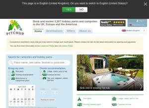 How pitchup.com looks like on a tablet such as an iPad.