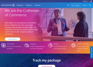 How pitneybowes.com looks like on a tablet such as an iPad.