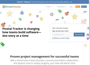 How pivotaltracker.com looks like on a tablet such as an iPad.