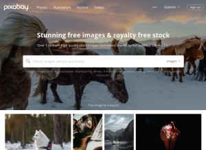 How pixabay.com looks like on a tablet such as an iPad.