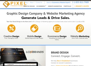 How pixelproductionsinc.com looks like on a tablet such as an iPad.