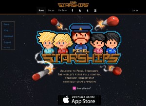 How pixelstarships.com looks like on a tablet such as an iPad.