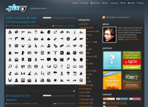 How pixey.de looks like on a tablet such as an iPad.